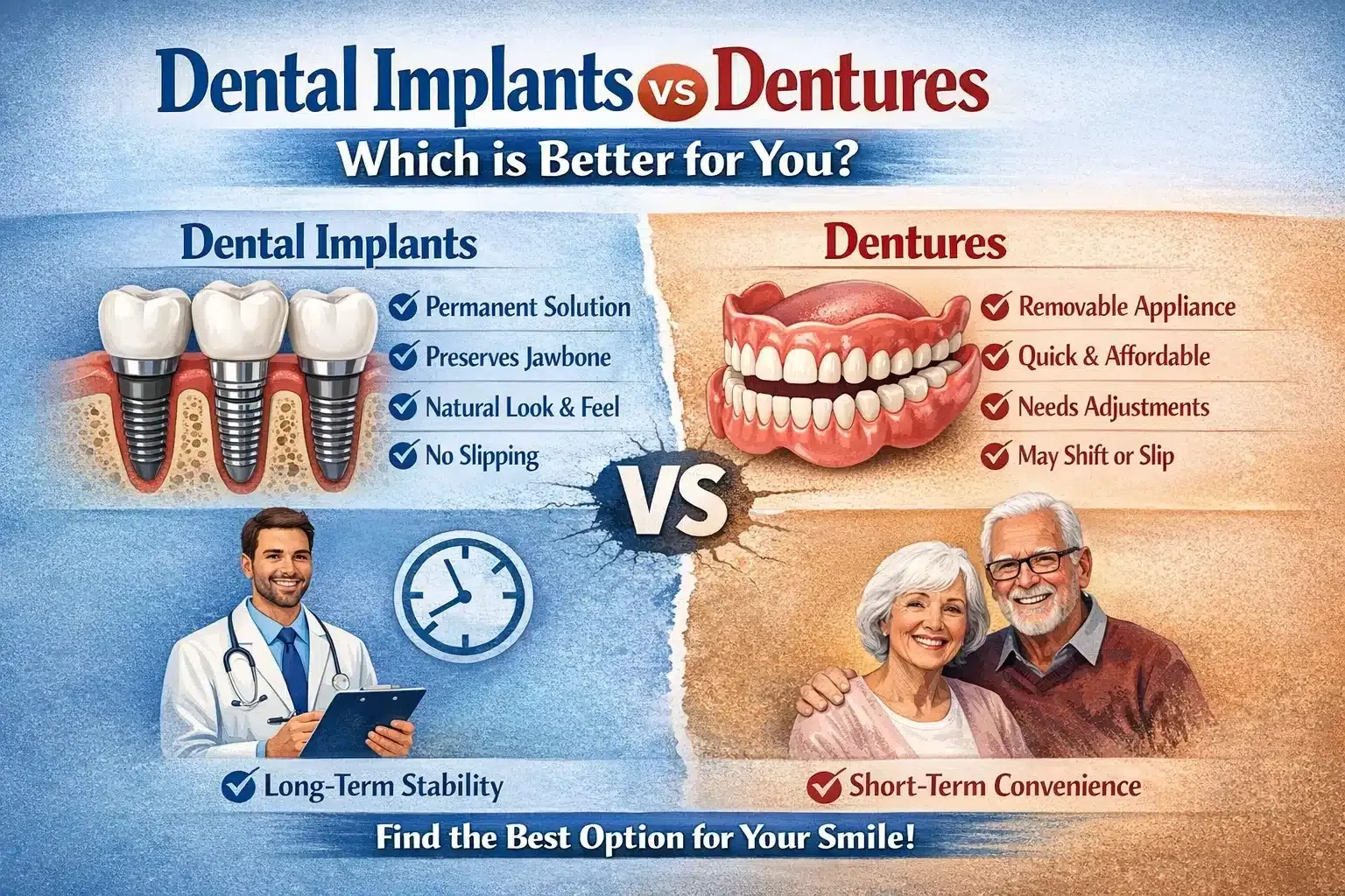 Dental Implants vs Dentures: What You Need to Know