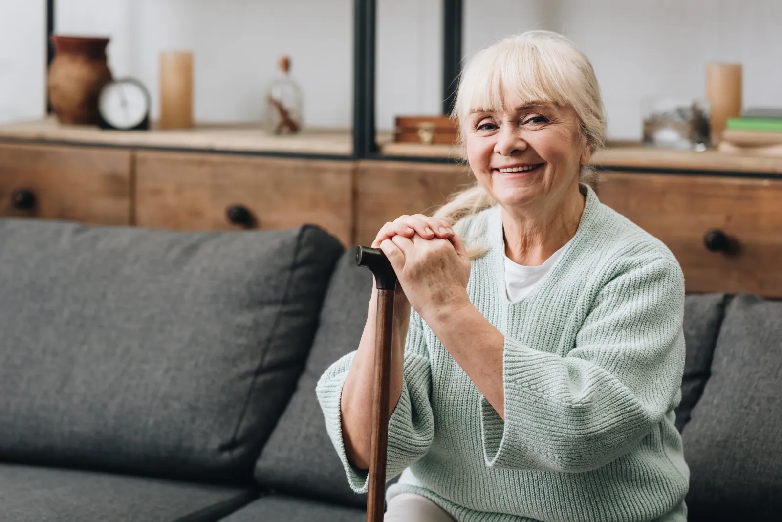 Patient smiling at home